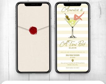 Animated Martini Birthday Invitation: Modern Cocktail Party Template (Digital Download