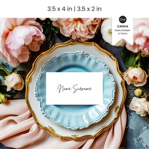 Bewerkbare naamkaartsjabloon, boho-huwelijkskaartsjabloon, afdrukbare naamkaartjes, modern minimalistisch plaatskaartsjabloon, direct downloaden