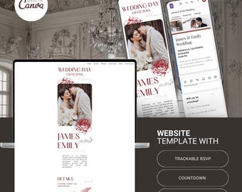 Modèle de toile de site Web de mariage minimaliste : RSVP, compte à rebours (invitation numérique)