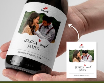 Minimalist Photo Wine Label Template: Custom Valentine's Gift (Digital Sticker)