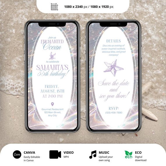 Enchanted Ocean Birthday Invitation: Animated Glitter Sea (Digital Invite)