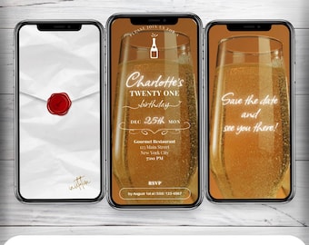 Faire-part d'anniversaire animé champagne : modèle vidéo modifiable