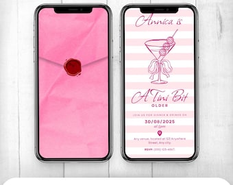 Funny Martini Birthday Invitation: Animated Cocktail Party Template (Digital Download