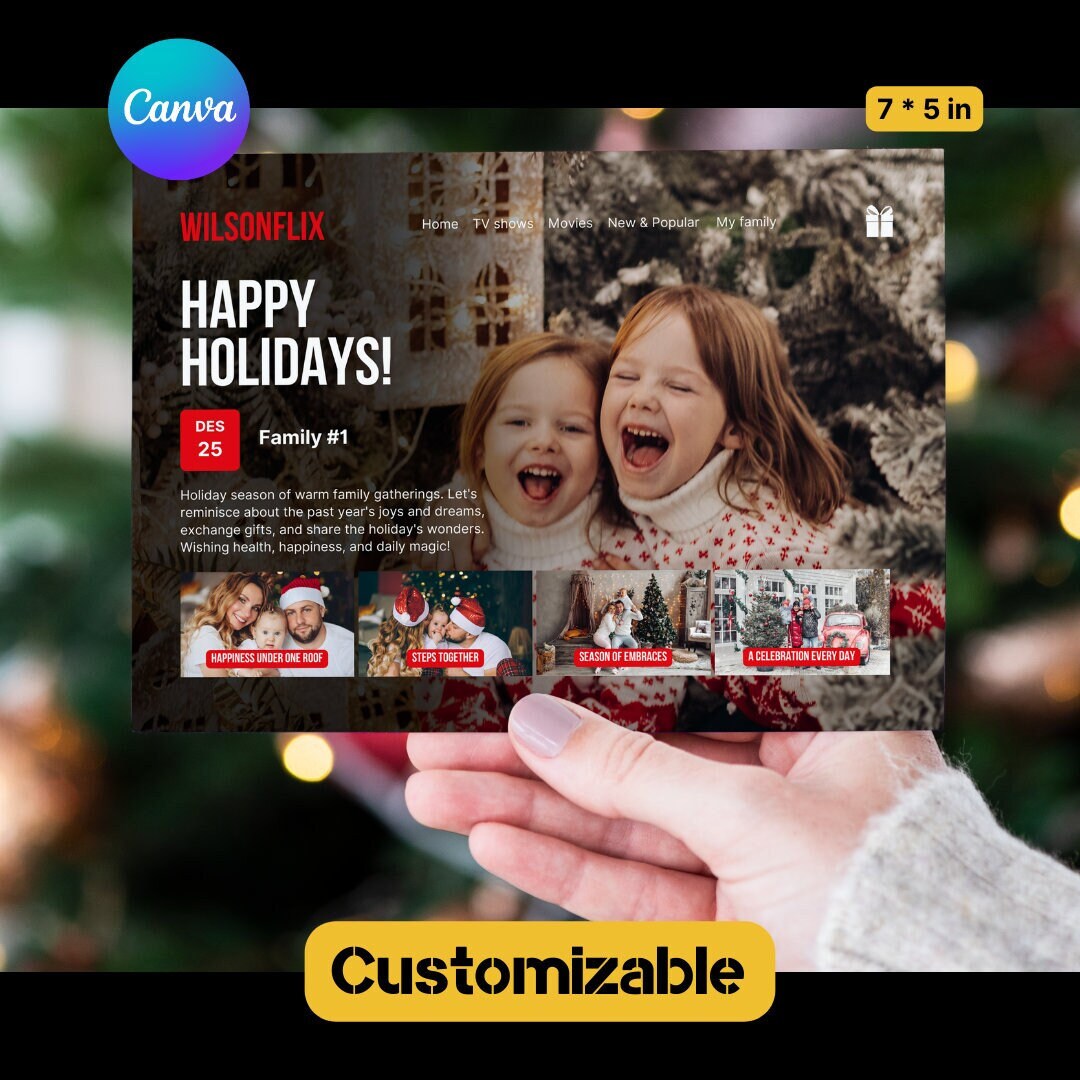 Amazing Family Christmas Card Template Custom Holiday Etsy