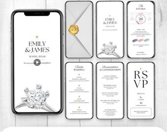Animated Wedding Invitation: Modern Minimalist Video Template (Canva Editable, Digital Invite)