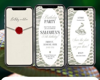 Schlangen Print Geburtstagseinladung: Wild Glam Party (Digitaler Download)