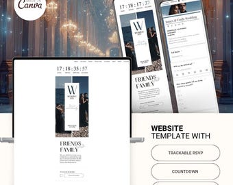 Modèle Canva de site Web de mariage moderne : RSVP, compte à rebours (invitation numérique)