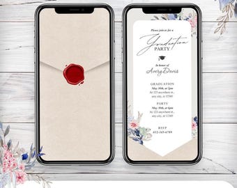 Graduation Invitation: Watercolor Floral Design (Editable Digital Template)