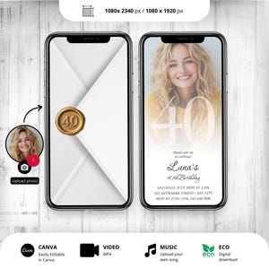 Animated 40th Birthday Invitation: Photo Editable Canva Template