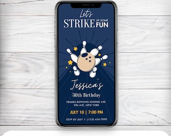 Animated Bowling Birthday Invitation: Editable Sports Party (Digital Download)