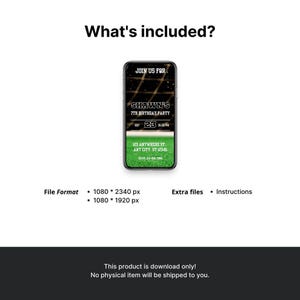 The image is a smartphone displaying an invitation for a 7th birthday party.