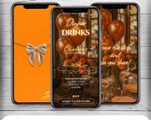 Animated Orange Birthday Dinner Invitation: Elegant Video Invite (Digital Download)