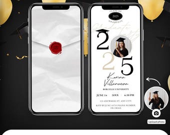 Modern Graduation Party Invitation Template: Photo, Class of 2026 (Digital Download)