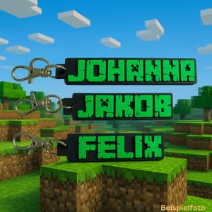 Porte-clés de style Minecraft – personnalisé avec votre nom
