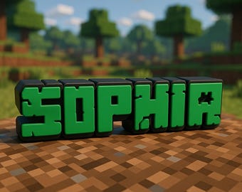 Namensschild im Pixelwelt-Stil personalisiert, Namen, Schreibtisch, Dekoration, Pixelgame, Zocker, Gaming Room, dein Name, Personalisierung