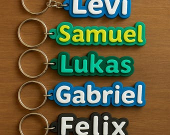 Personalisierter Schlüsselanhänger Name, Ostergeschenk, Geschenk Kinder Schule Verein, inkl. Ring und Karabiner, Wunschtext