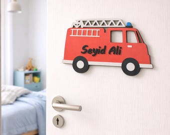 Türschild Feuerwehr Wunschname | Namensschild Kinderzimmer | Geschenkidee | personalisierter Schriftzug | Geburtstag| Babyzimmer | 3D Druck