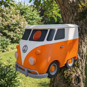 Vogelhaus Bulli | Nistkasten Retro Bus Design | 3D Druck Vogelhäuschen | Geschenkidee Geburtstag | INKL. SCHRAUBEN | Frühling Garten Deko