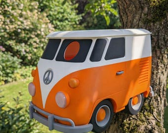 Vogelhuisje in VW-busstijl | Nestkast in retro busdesign | 3D-geprint vogelhuisje | Cadeau-idee voor een verjaardag | Schroeven inbegrepen | Tuindecoratie voor de lente