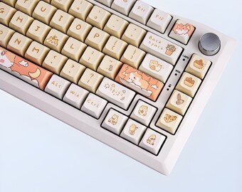 Mechanical Keyboard Keycaps, PBTMaterial,131 Keys, XDA Profile, Hamster Theme, Gaming Keycaps, For 61/64/68/84/87/96/98/104 Keyboard