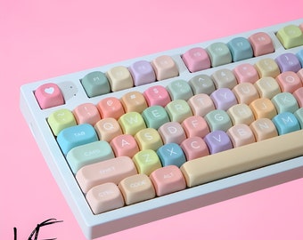 129 Keyboard Keycaps, MOA Profile, MX Switch, PBT Keycaps, Candy Theme, Five-sided sublimation, Cute Keycaps