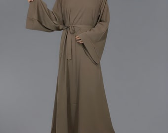 Muslimische Abaya, Abaya mit Gürtel, Eid Ramadan Islamische Kleidung, Dubai Abaya, Saudi Abaya, Muslimische Gebetskleidung