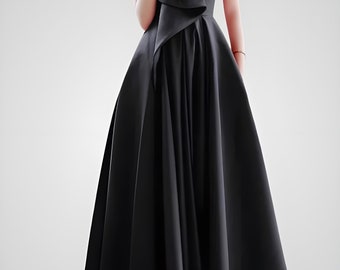 Feenkleid, schwarzes langes Kleid, Hochzeitskleid, Partykleid, Prinzessinnenkleid, Abschlusskleid, Abendkleid