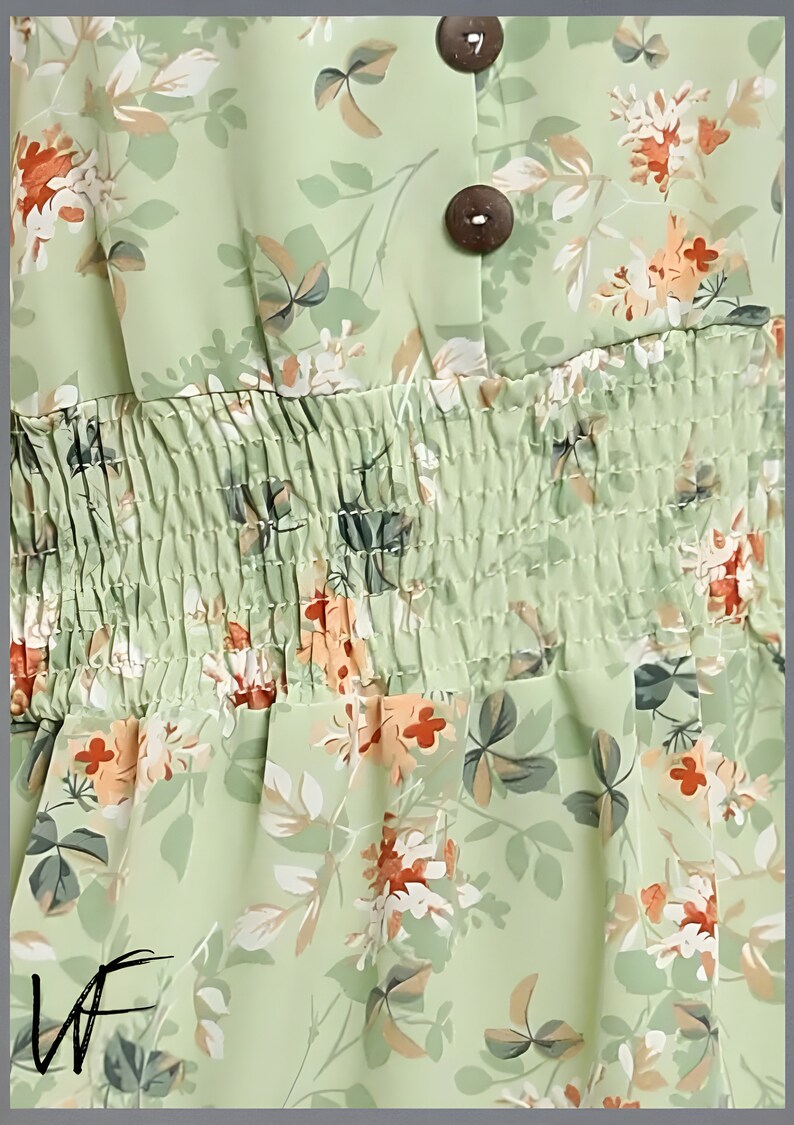 Robe midi d'été à fleurs pour femme, robe décontractée imprimée à col en V, robe de plage d'été bohème, robe de soirée ample et élégante Light Green