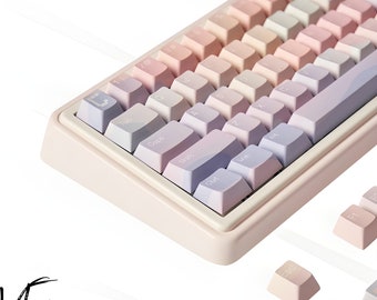 PBT Keycaps, Cherry Profile, Mechanical Gaming Keyboard, Dye Sublimation Keycaps, 7u space, 129 PCS, Cute Keycaps