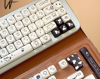 141 MOA Profil Tastenkappen, PBT-Tastenkappen, Kuh-Thema Tastenkappen-Set, Dye-Sublimation, Tastenkappe für mechanische Tastatur