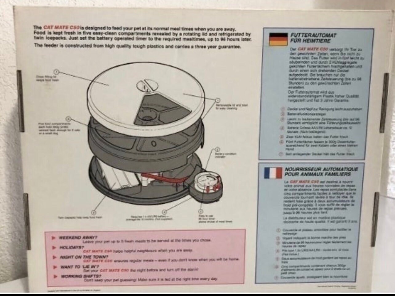 Cat Mate Automatic Pet Feeder Pet Bowl Programmable Food Dispenser C50