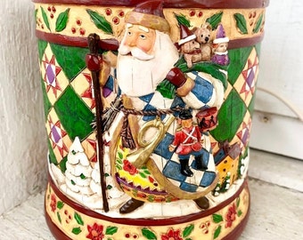 Santa Claus Christmas Tree Electric Large Jar Scented Candle Warmer Full Size