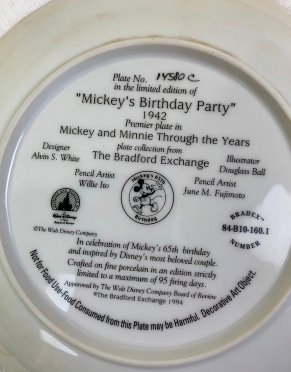 Mickey's Birthday Party 1942 Disney Limited Edition Bradford