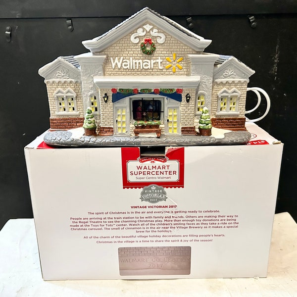 Holiday Time Christmas Village Walmart Supercenter 2017 w/ Box & Light Cord Christmas Village Lighted House