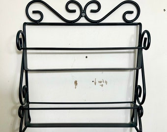 Metal Display Rack Spice Rack Storage Wall Hanging/Tabletop 2 Tier Shelf Rack Wall Accent