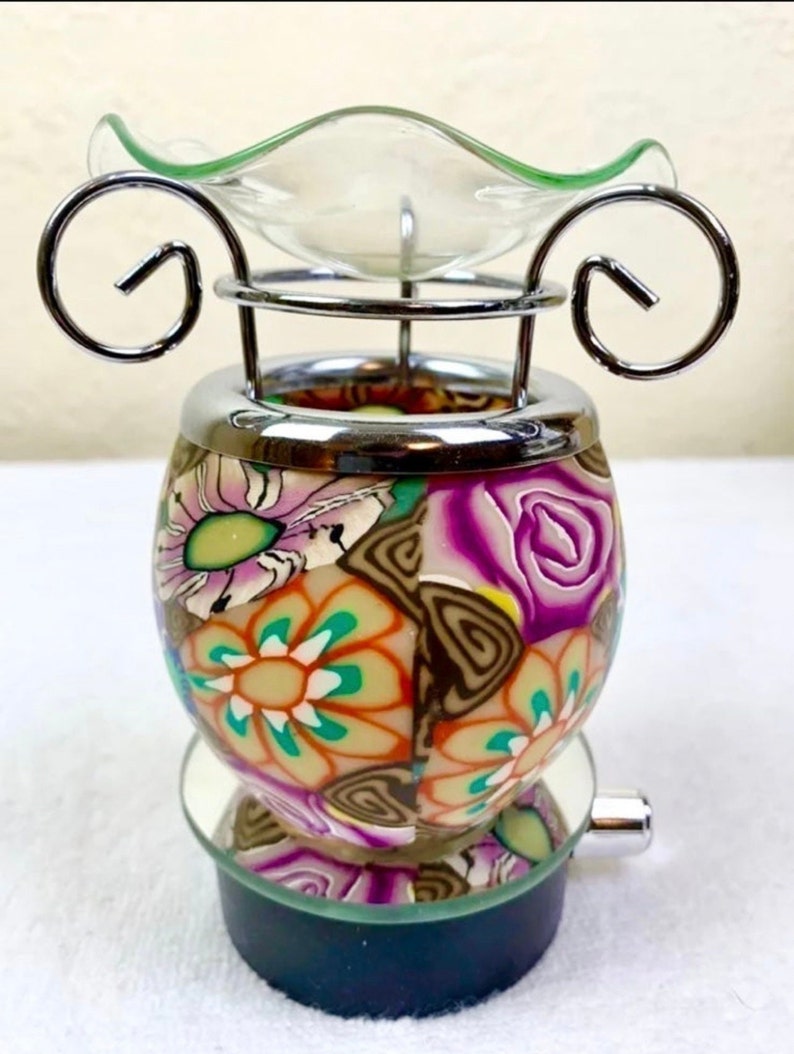 Stained Glass Aroma Lamp Oil Diffuser Electric Night Light NIB - Etsy