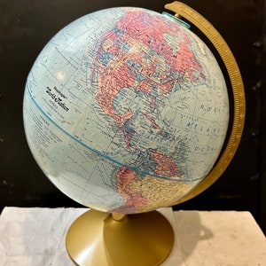 Replogle Erhöhter Sockel, drehbarer blauer Globus für Zuhause, Klassenzimmer, Büro, Vintage-Globus, Weltkarte, 30,5 cm Durchmesser