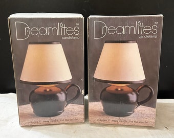 Vintage 1980’s Dreamlites Candle/Hurricane Lamp Lantern w/ Shade Set of 2 Can Hold Tea Light & Stick Candles