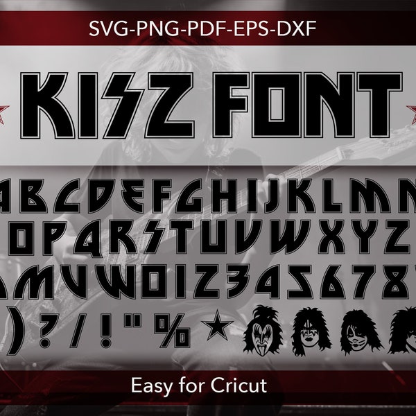 Rock Font svg, Kiss Font,Metal Band, Kiss band Shirt, Kiss Band Font, Cricut svg, Metal Font, Rock Party, Kiss Custom, Kiss bands, Clip Art