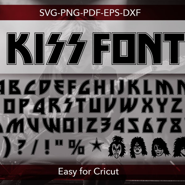 Rock Font svg, Kiss Font,Metal Band, Kiss band Shirt, Kiss Band Font, Cricut svg, Metal Font, Rock Party, Kiss Custom, Kiss bands, Clip Art