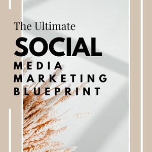 以下が含まれることがあります： 「The Ultimate SOCIAL MEDIA MARKETING BLUEPRINT」と「The Complete Guide to Mastering Instagram」と「MASTER RESELL RIGHTS」というテキストが書かれた白とベージュのグラフィックです。