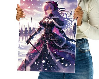 Anime Poster | Girl in a gothic dress standing on a winter battlefield | Wall art