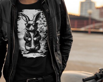 Cool bunny T-shirt | Short-sleeved unisex T-shirt | Bunny with sunglasses