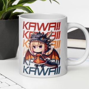 Kawaii Chibi Anime Dragon Girl | White glossy mug | Anime mug | Anime girl in dragon costume | Coffee mug | Tea mug