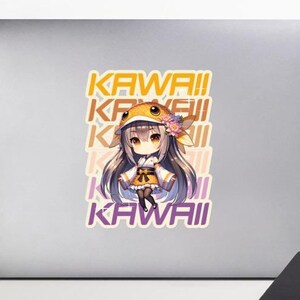 Kawaii Chibi Anime Koi | Adesivi anime | Ragazza anime in costume da koi | Adesivi senza bolle