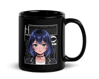 Anime Mug 11oz | Anime Girl | Black Shiny Mug | Love Mug | Happiness Mug