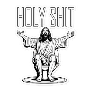 Heilige shit sticker | grappige Jezus-sticker | Jezus op het toilet | Stickers zonder bubbels | Heilige shit sticker