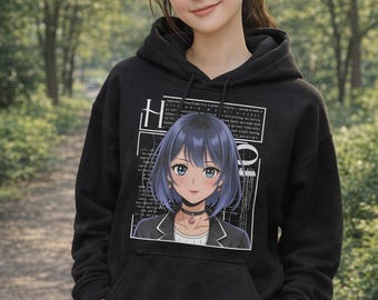 Anime Hoodie | Unisex Hoodie | Anime Girl | Manga Hoodie | Black Hoodie
