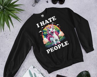 I hate people, Unicorn, unisex sweater