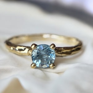 topaz gold ring, fairy ring, twig tree branch ring,  blue topaz nature inspired engagement ring